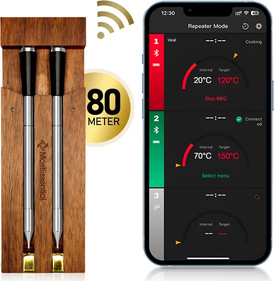 Illustratie bij Draadloze vleesthermometer, bereik 80 meter