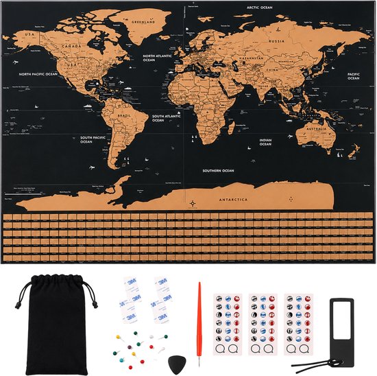 Illustratie bij Kras-wereldkaart XL, 84 x 59 cm
