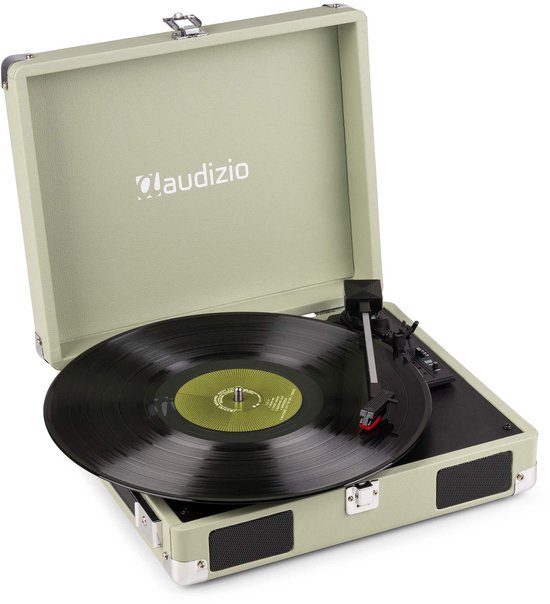 Illustratie bij Retro platenspeler met ingebouwde speakers